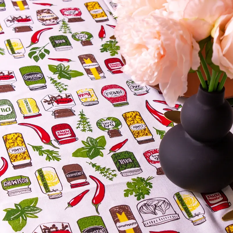 Скатерть MirSon №212 Spices 130x130 см рогожка белая - фото 2