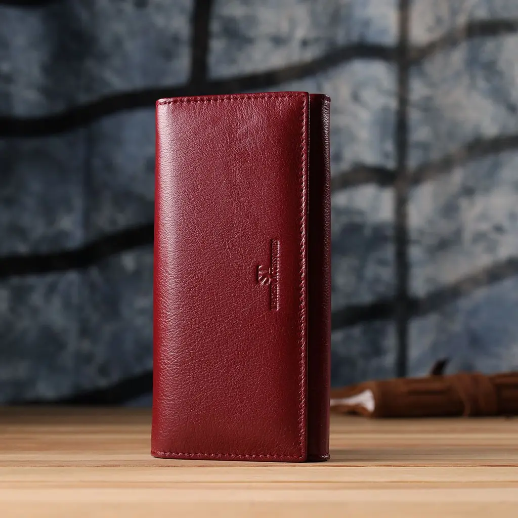 Елегантний гаманець у два складення з натуральної шкіри ST Leather 23065 бордовий - фото 10