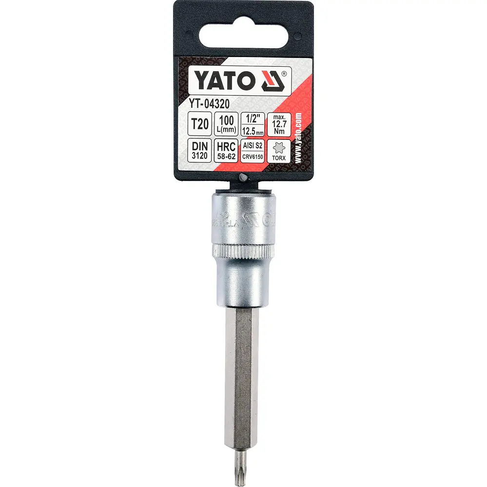 Головка торцева Yato квадрат 1/2" TORX подовжена Т20 L= 100 мм (YT-04320) - фото 3