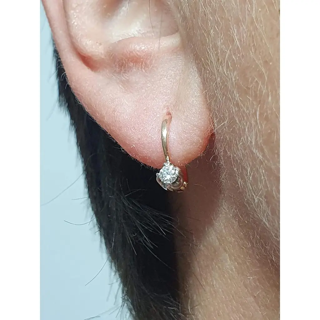 Золоті сережки ЮЗ "Багет" з діамантами. В0215 - фото 2