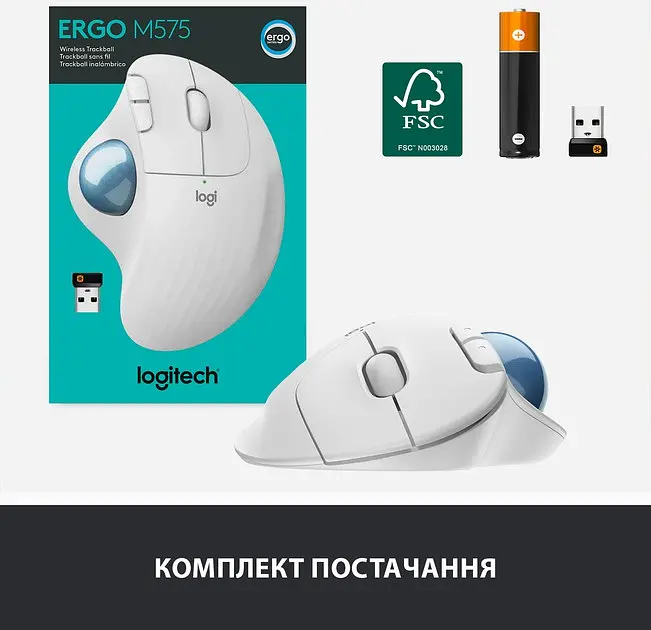 Миша комп'ютерна Logitech Ergo M575 Bluetooth Offwhite (910-005870, 910-005981) - фото 8