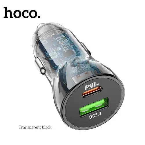 Автомобільний зарядний пристрій HOCO Z47A Transparent Discovery Edition 1PDout/1USB/QC/PD30W/3A чорний - фото 3
