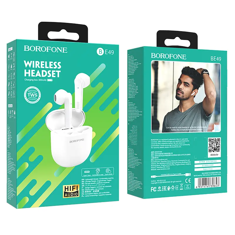 Наушники Borofone BE49 Serenity TWS wireless BT headset White - фото 5