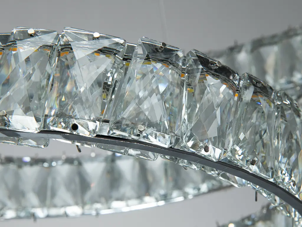 Стильна підвісна LED-люстра з кришталем Diasha D8876/600CH, 92W, пульт, хром, Ø58 см - фото 5