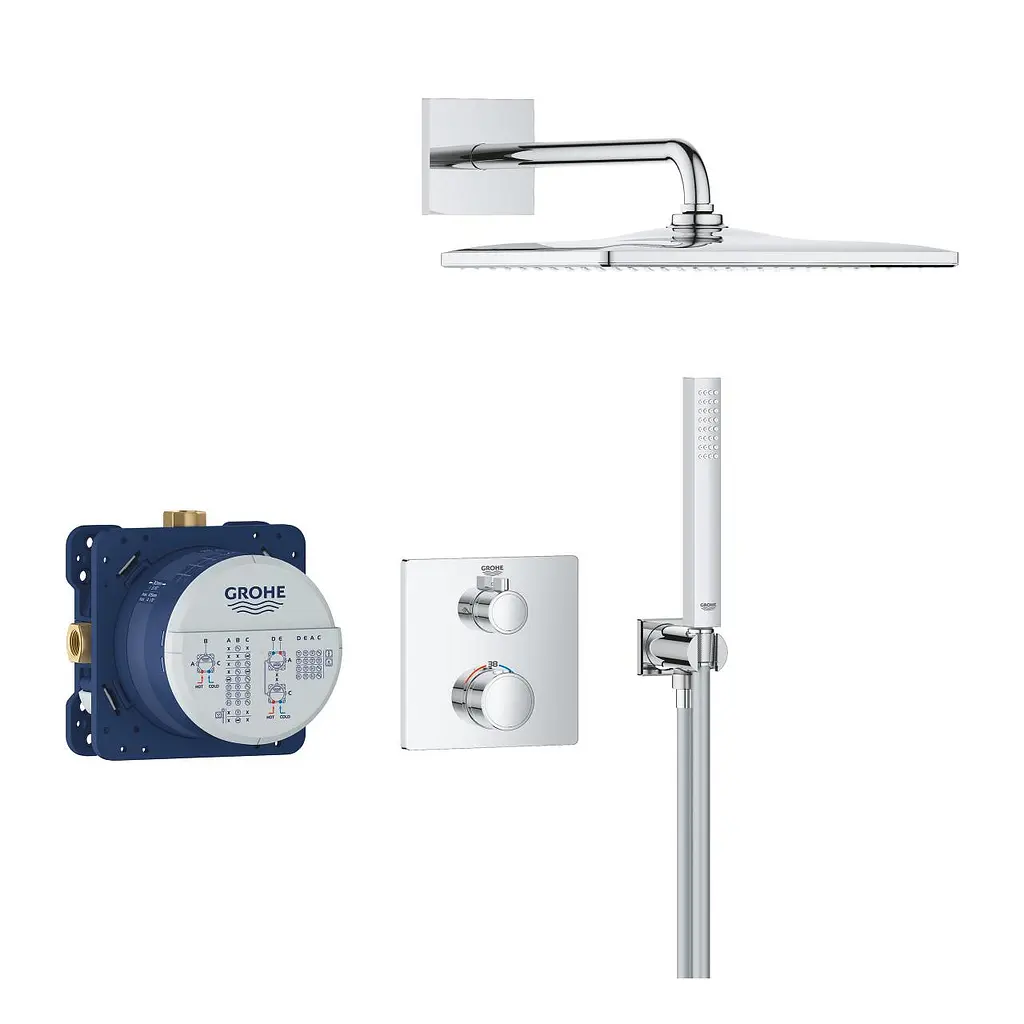 Душева система прихованого монтажу Grohe Grohtherm із Rainshower Mono 310 Cube 34870000, Хром - фото 2