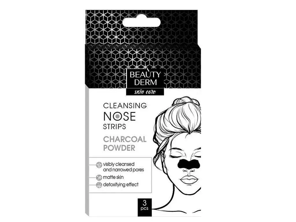 Смужки для носу BEAUTYDERM 3шт Очищуючі з Бамбуковим вугіллям