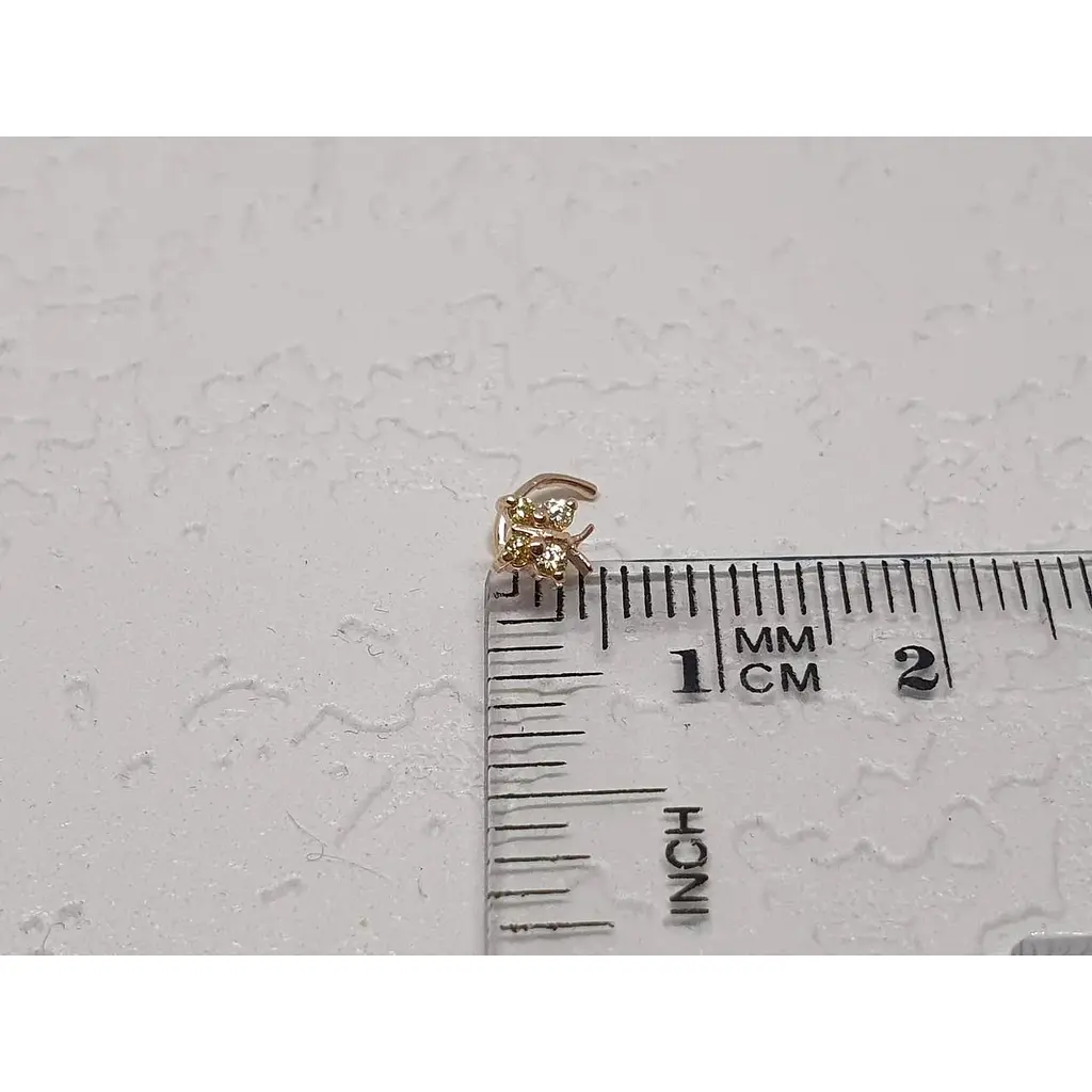 Золотая серьга-пирсинг в нос Dear с фианитами. 1041.10 Шампань - фото 4