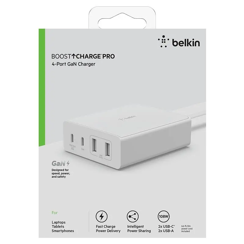 Мережевий зарядний пристрій Belkin Home Charger 108W Dual USB-С/USB-A (WCH010VFWH) - фото 9