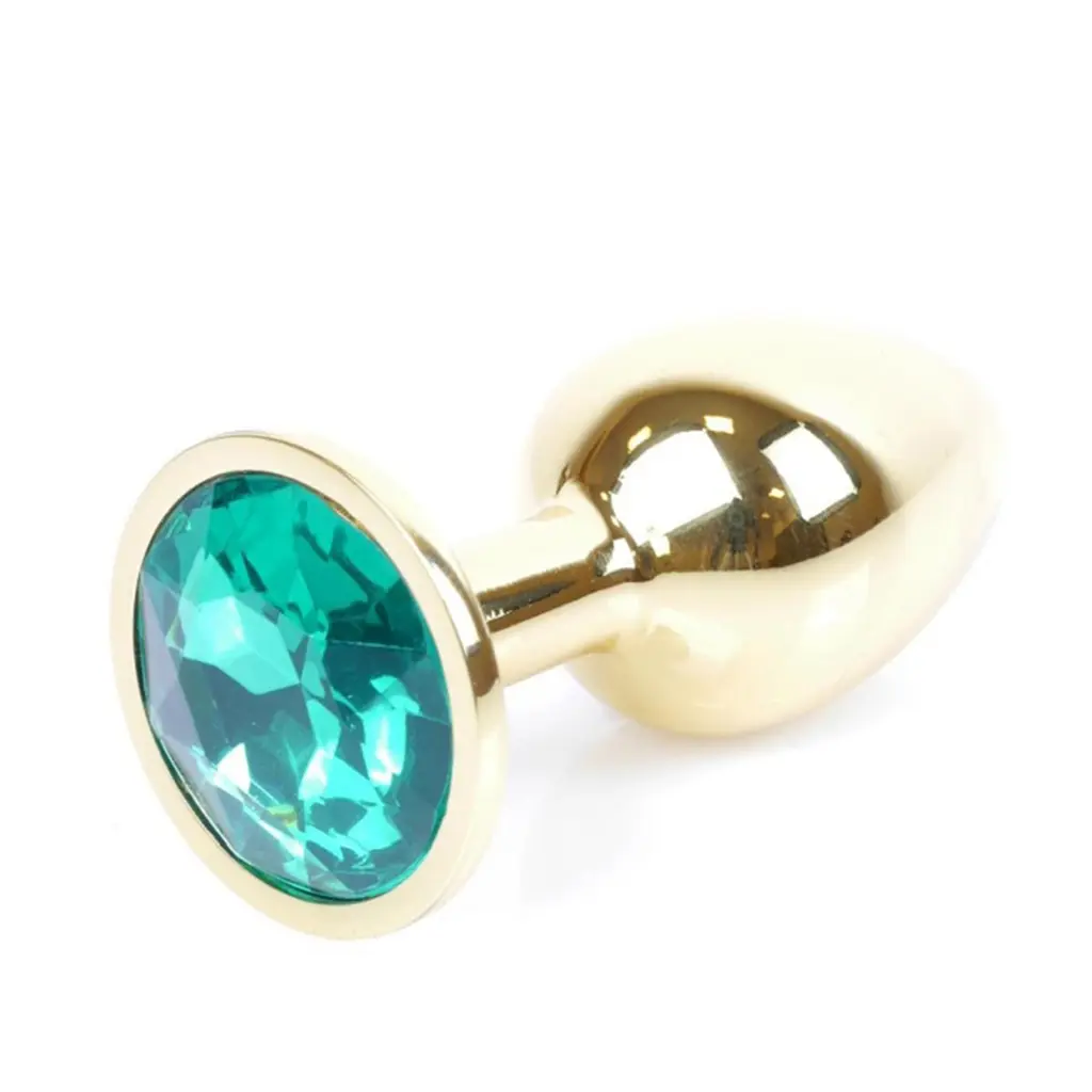Анальна пробка - Jewellery Gold Plug Green - фото 7