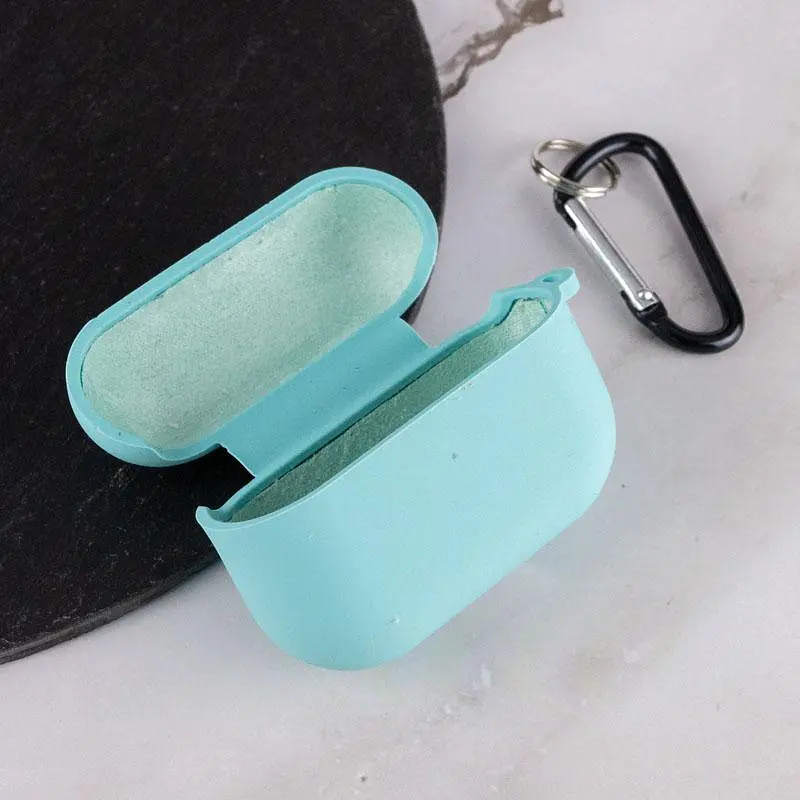 Силиконовый футляр с микрофиброй для наушников Airpods Pro 3 Бирюзовый / Marine Green - фото 3