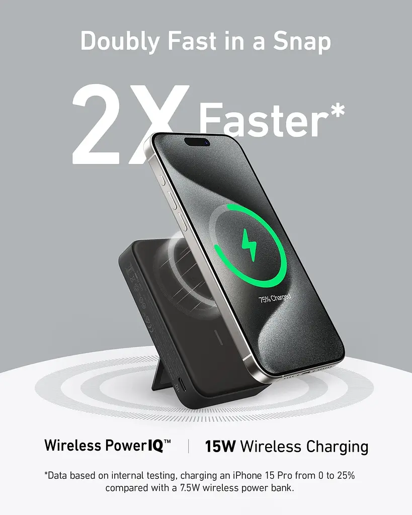 Портативний зарядний пристрій MagGo 10000 mAh Qi2 15W + USB-C PD 27W Black Anker teh0027062 - фото 4