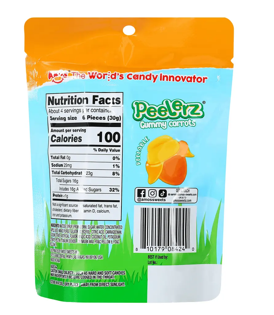 Желейні цукерки Amos Peelerz Gummy Carrots Easter Pouch 65г - фото 4