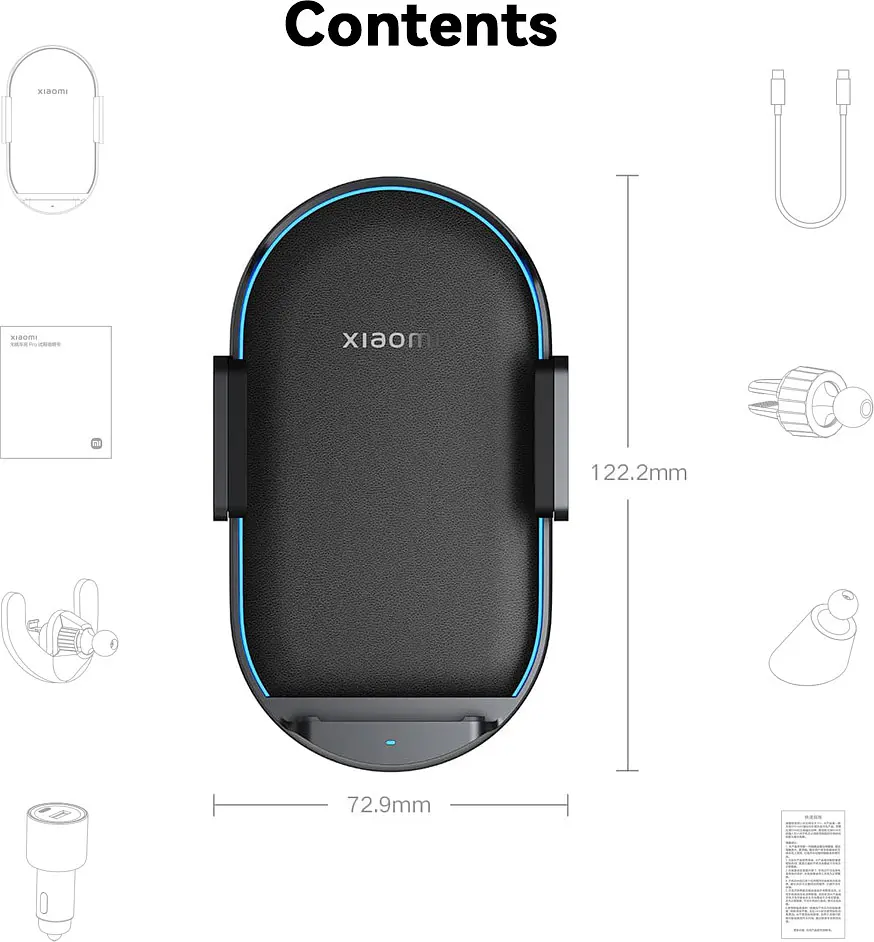 Автотримач із бездротовою зарядкою Xiaomi Wireless Car Charger Pro 50W Max (WCJ05ZM) [77612] - фото 9