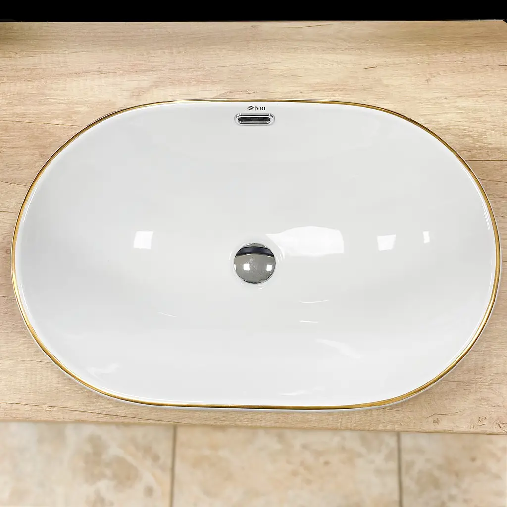 Умивальник VBI Gaeta S врізний верхнього монтажу 55x36 см white gold edge VBI-018067 - фото 3