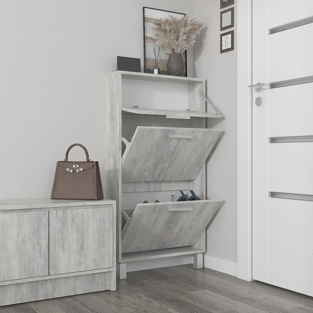 Полиця для взуття Flamecame підлогова на 3 шухляди з ДСП F-159 Бетон - фото 2