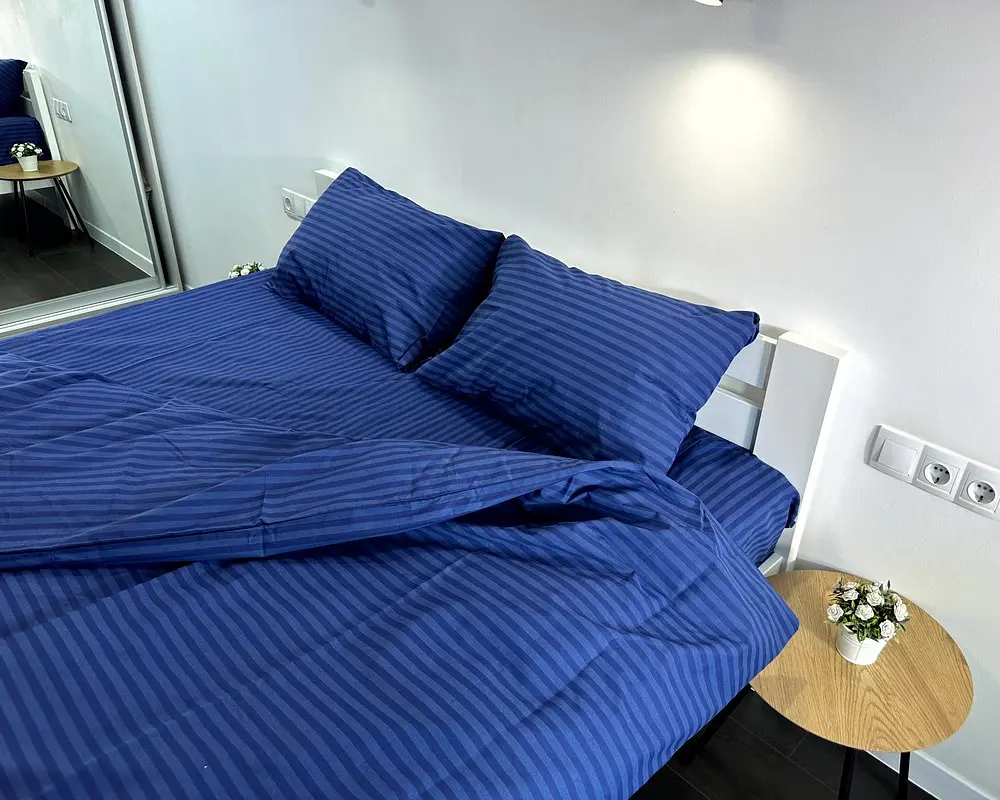Постільна білизна LARA бязь-страйп Dark Blue d11298e євро - фото 3