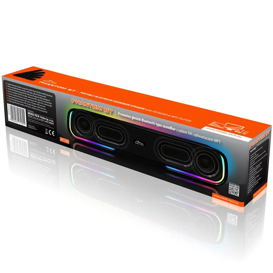 Акустична система 2.0 Media-Tech 10W, Bluetooth Soundbar PHANTOM BT 10Вт., LED Light - фото 5