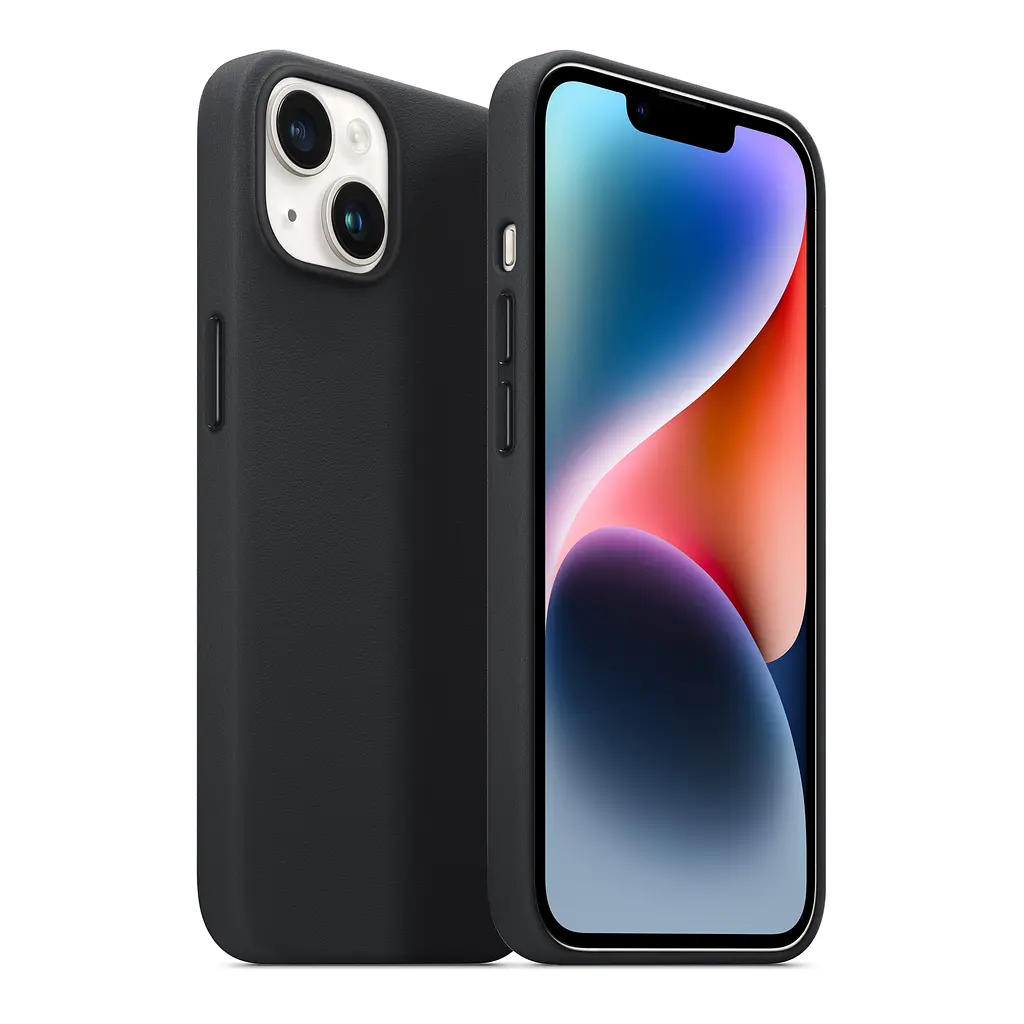 Кожаный чехол-панель для Apple iPhone 14, FAKE Leather Case, черный, искусственная кожа, премиальный, противоударный, защита всего корпуса, с мягкой подкладкой, поддержка MagSafe и беспроводной зарядки, ArmorStandart (ARM64391) - фото 3