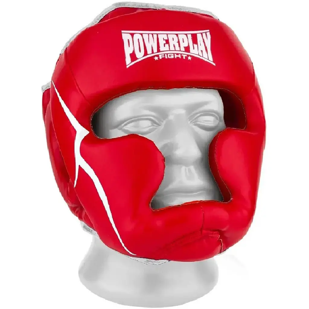 Боксерский тренировочный шлем PowerPlay 3100 PU M Red - фото 2