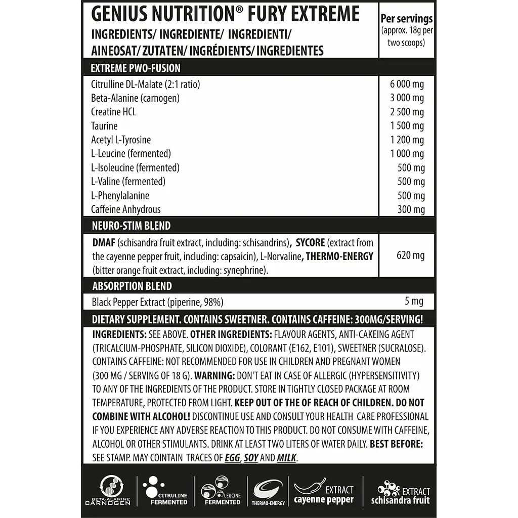 Передтренік Genius Nutrition Fury extreme Raspberry 400 г - фото 4
