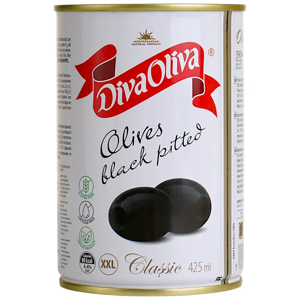 Маслини чорні без кісточки Diva Oliva XXL 425 мл (390 г)  - фото 3