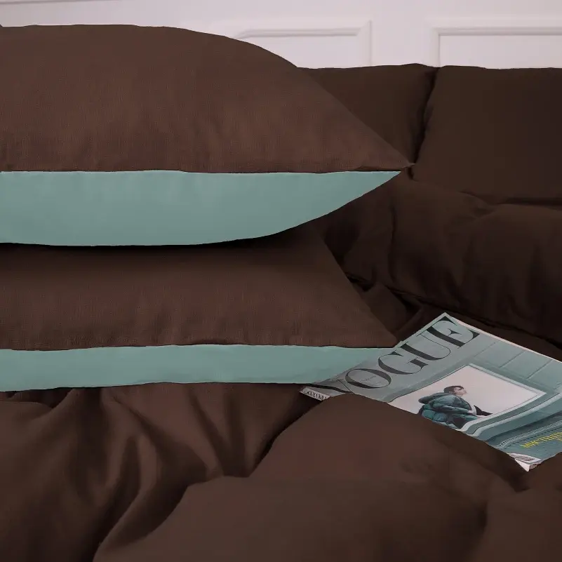Комплект постельного белья MirSon Menthol-Brown 160x220 см ментолово-коричневый (2200009661402) - фото 6