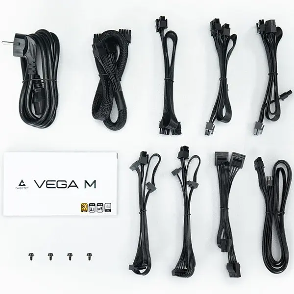 Блок живлення 1000W Chieftec VEGA M PPG-1000-C ATX 3.1 135mm, 80+ Золотистий, Fully modular, Retail - фото 8