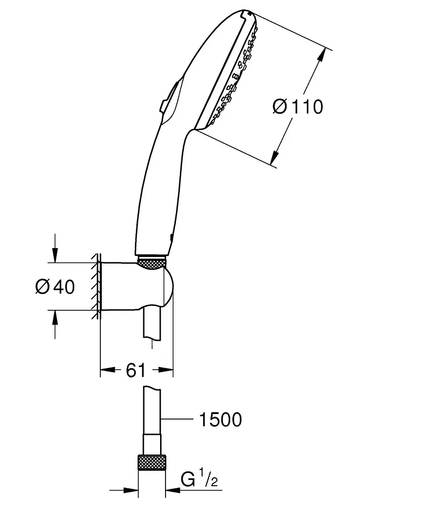 Душовий гарнітур Grohe Tempesta 3 режими струменя 110 26920003, Хром - фото 8