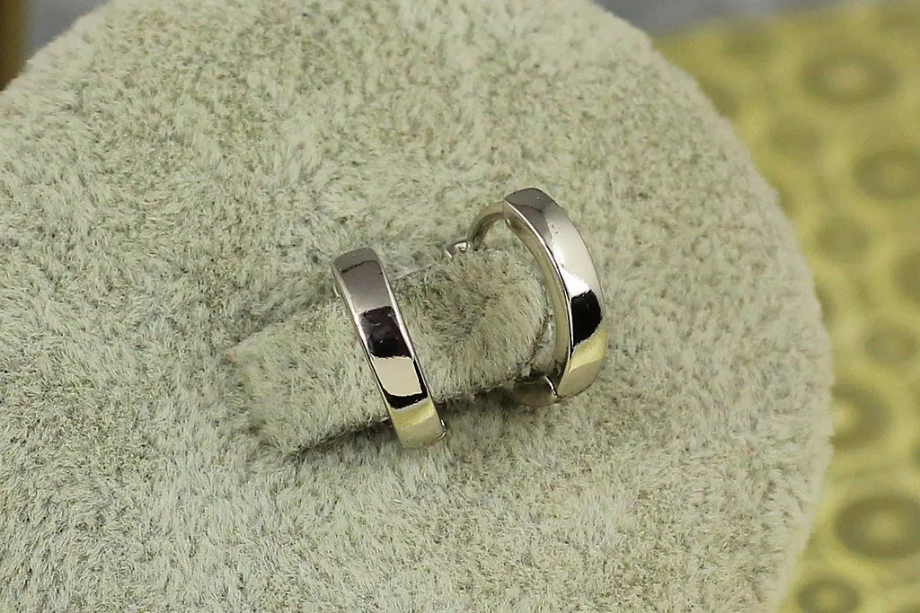 Сережки Xuping Jewelry колечка прямий край 1,2 см сріблясті - фото 2