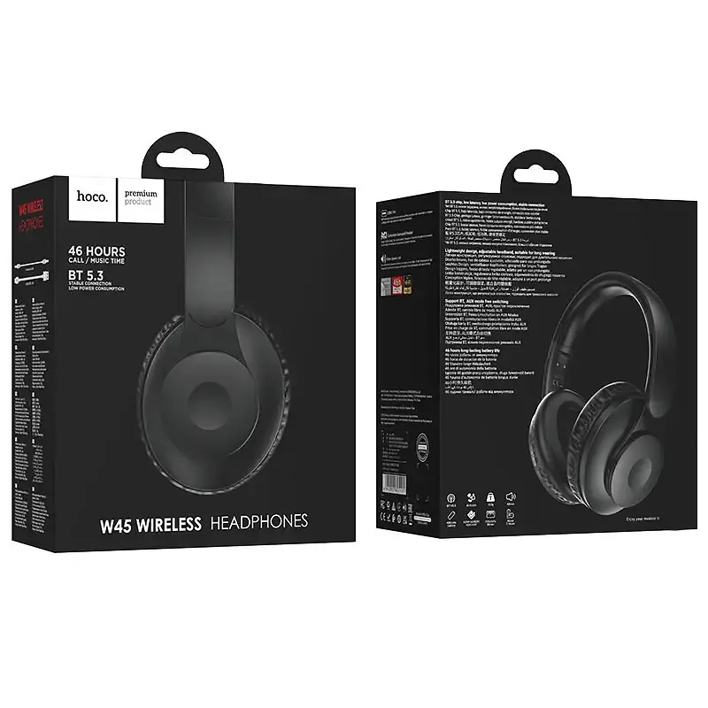 Бездротові накладні навушники Hoco W45 Enjoy BT headset Black (6942007601191) - фото 4