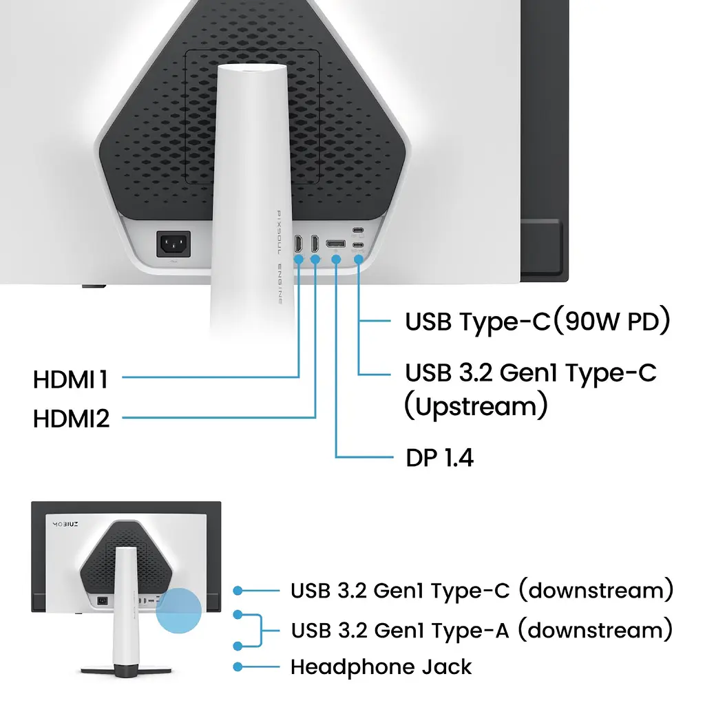 Монітор TFT 27 BenQ EX271UZ, 4K UHD, QD-OLED, 240Hz, HDMI, DP, USB-C, USB-hub, білий - фото 9