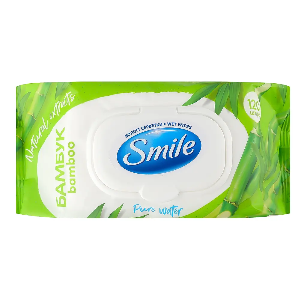 Вологі серветки Smile Natural з екстрактом бамбука 120 шт. - фото 2