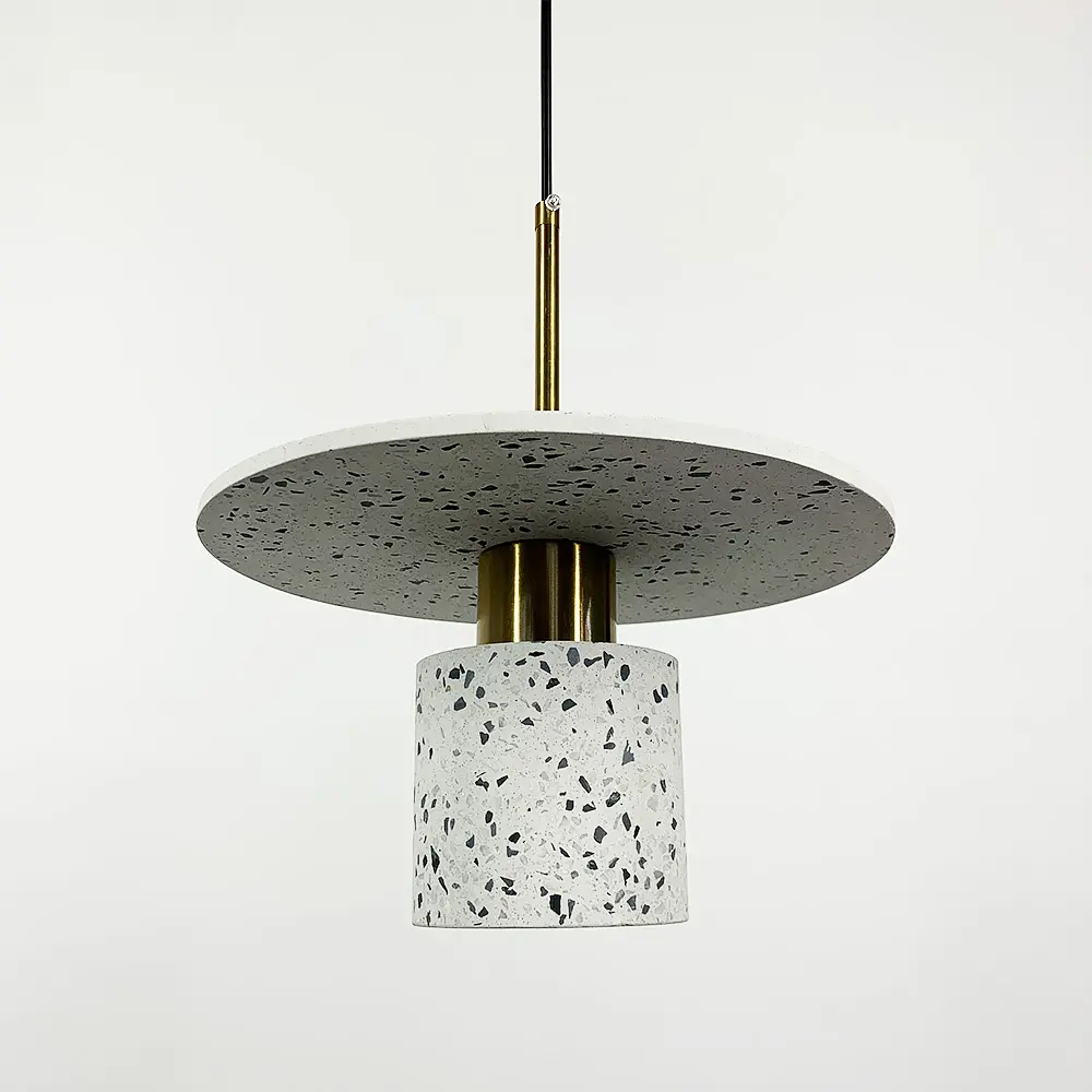 Підвіс Terrazzo Cylinder із білим бетонним плафоном 30 см в стилі Ар-деко Line.F MJ 162-300 WT - фото 5
