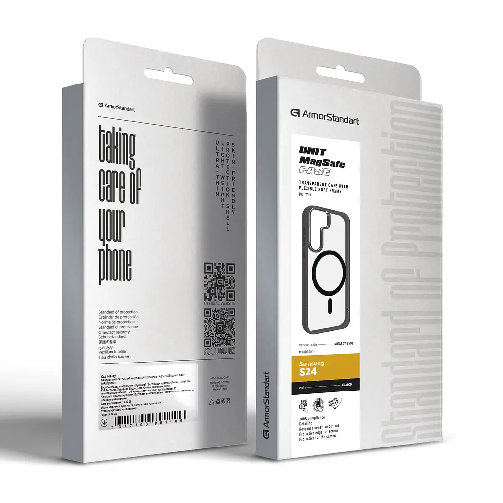 Чехол Samsung Galaxy S24 5G (SM-S921), Unit MagSafe, черный, прозрачный, магсейф, противоударный, магнитный, панель-накладка с поддержкой MagSafe, с поддержкой беспроводной зарядки, TPU+PC, защита всего корпуса, ударопрочный, ArmorStandart (ARM74859) - фото 6