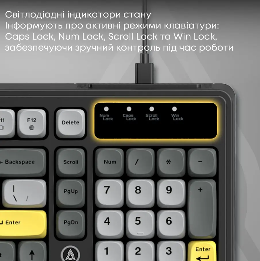 Клавиатура игровая проводная Ajazz AF-BGY-98 USB Black-Gray-Yellow - фото 9