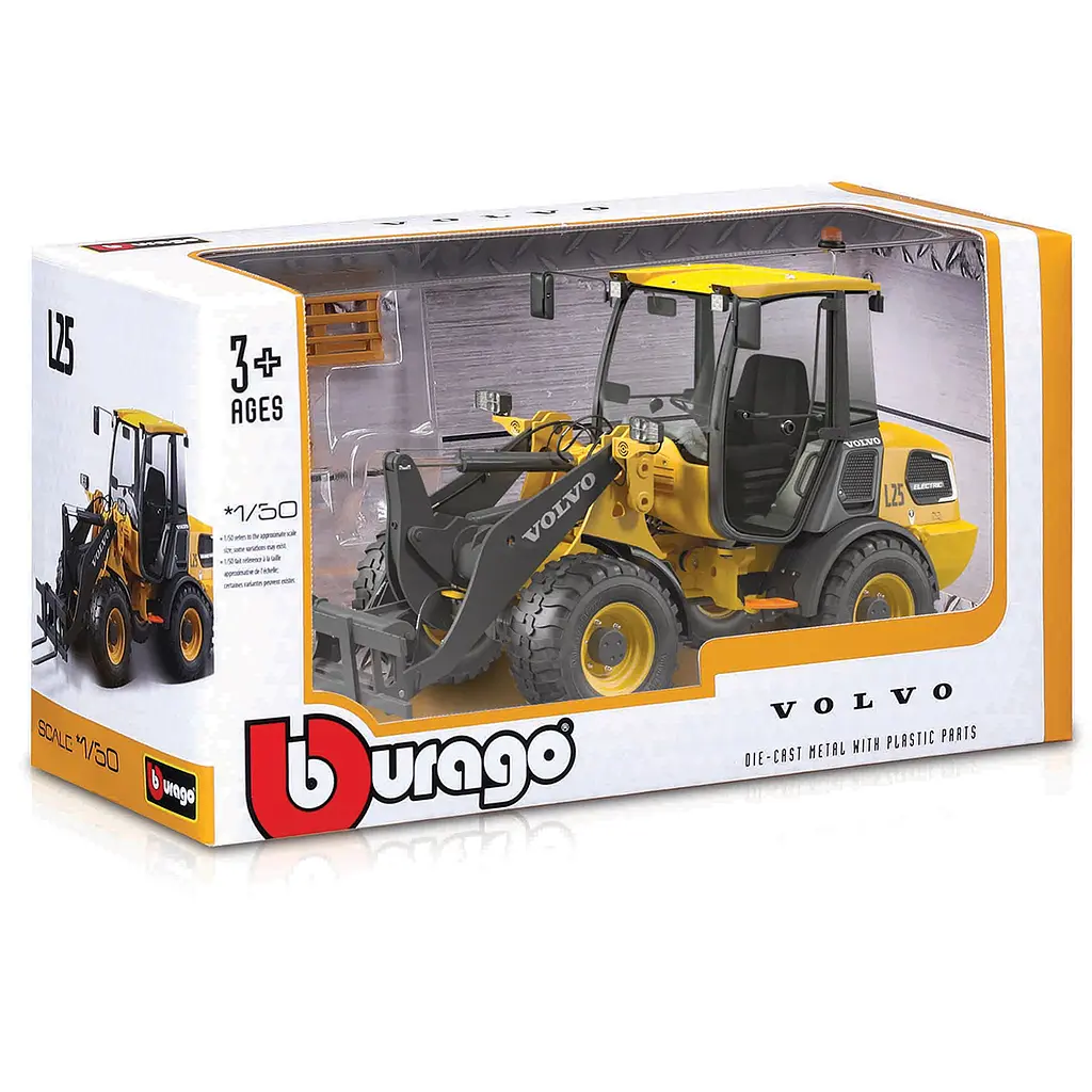 Автомодель Bburago серії Construction Навантажувач Volvo L25 з вилами (18-32090) - фото 3