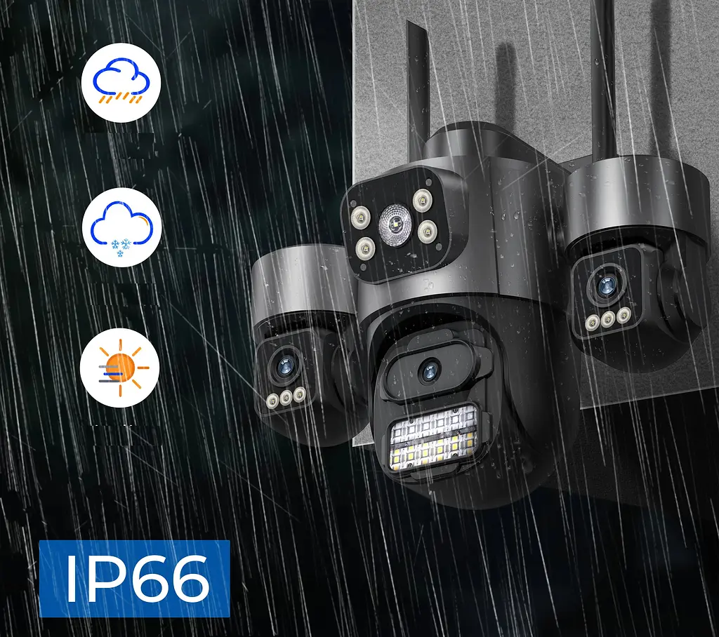 Вулична WiFi IPкамера Besder F1  15Мп  чорна 3 незалежних об'єктиви поворотні додаток ICSEE - фото 5