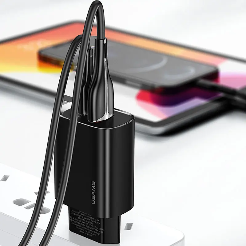 МЗП Usams US-CC121 T35 QC3.0 + PD3.0 20W (1USB-A/1C) Чорний - фото 4