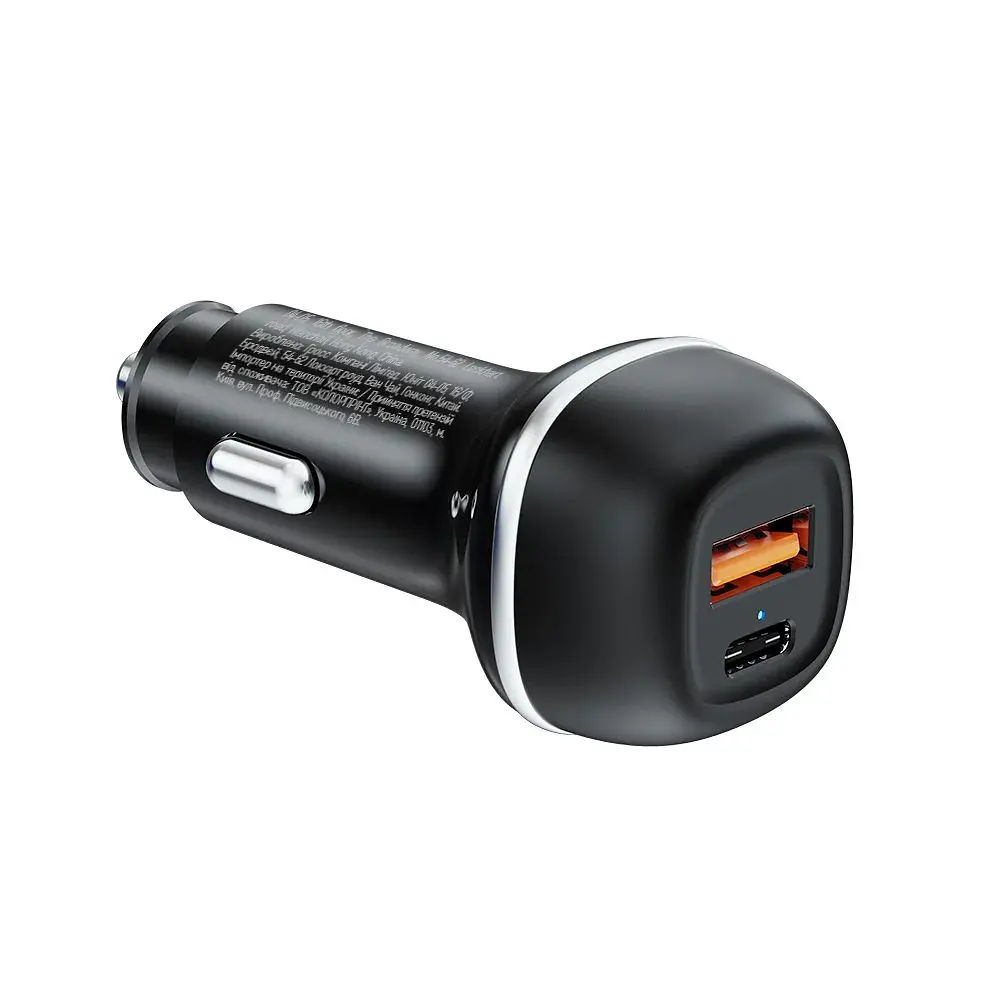 Зарядний пристрій ColorWay USB-C PD65W + USB QC3.0 car adapter (CW-CHA068PD-BK) - фото 3