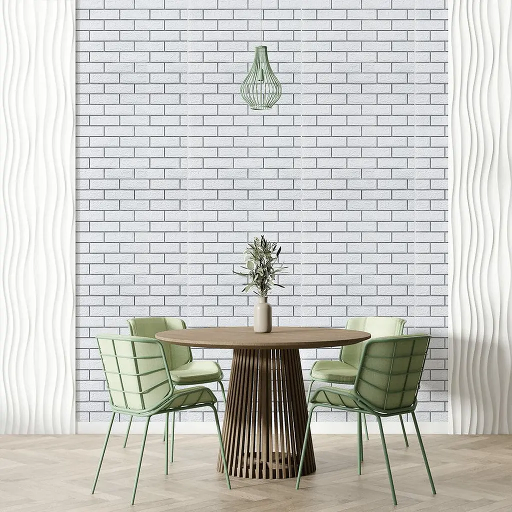 Самоклеюча 3D панель Sticker Wall 700х770х3мм Біла цегла смужка срібло 100-3 SW-00000752 - фото 5