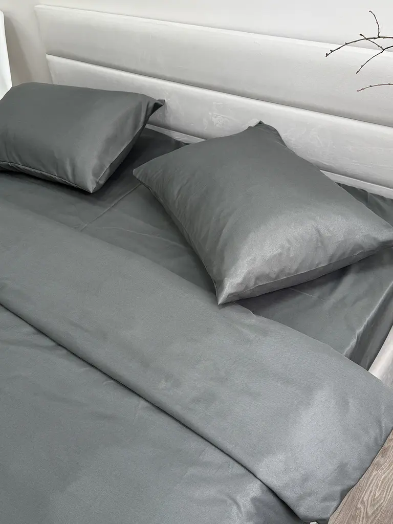 Комплект постільної білизни Ecotton Євро 210х220 см однотонний сірий Nid Grey (25192) - фото 8