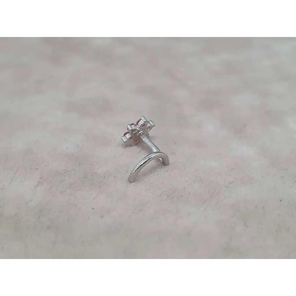 Серебряная серьга-пирсинг Астор в нос с фианитами. 8182434Р ОРАНЖ - фото 3