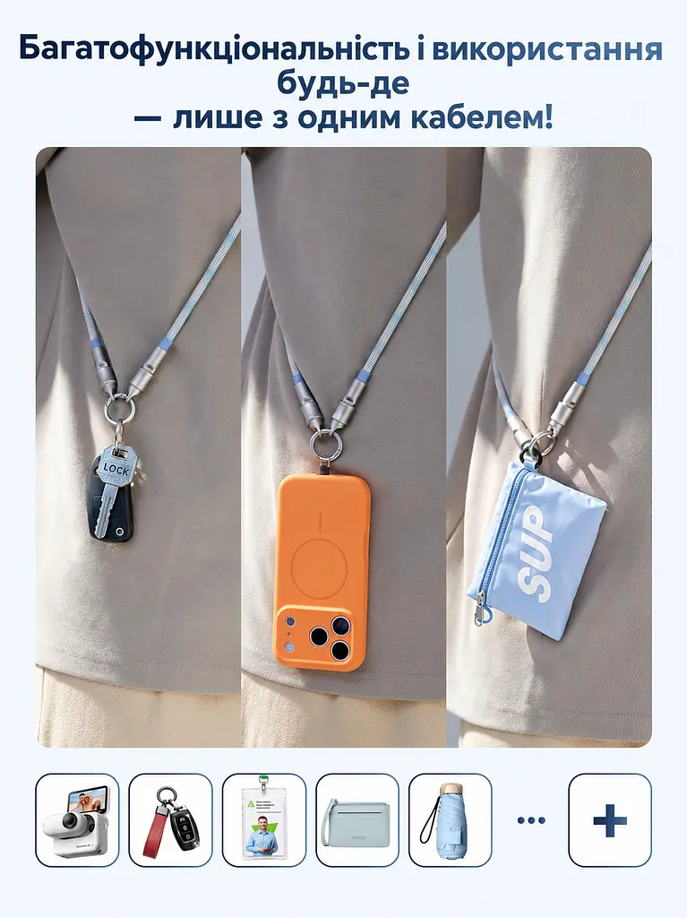 Кабель-ремінець UGREEN L508 USB-C - USB-C 60 Вт 1,2 м синій (35511) - фото 9