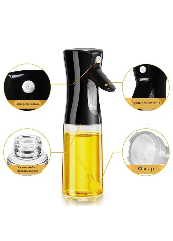 Пляшка-дозатор для олії та оцту Oil Spray Bottle MAG-595 з розпилювачем 200 мл - фото 4
