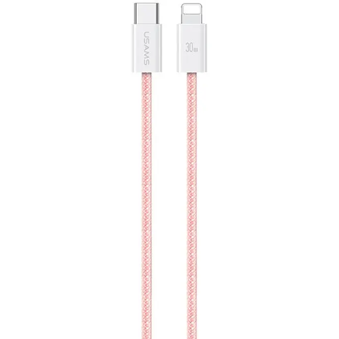 USB Кабель Usams U86 (US-SJ657) Type-C-Lightning PD 30W 3A 1.2m Рожевий