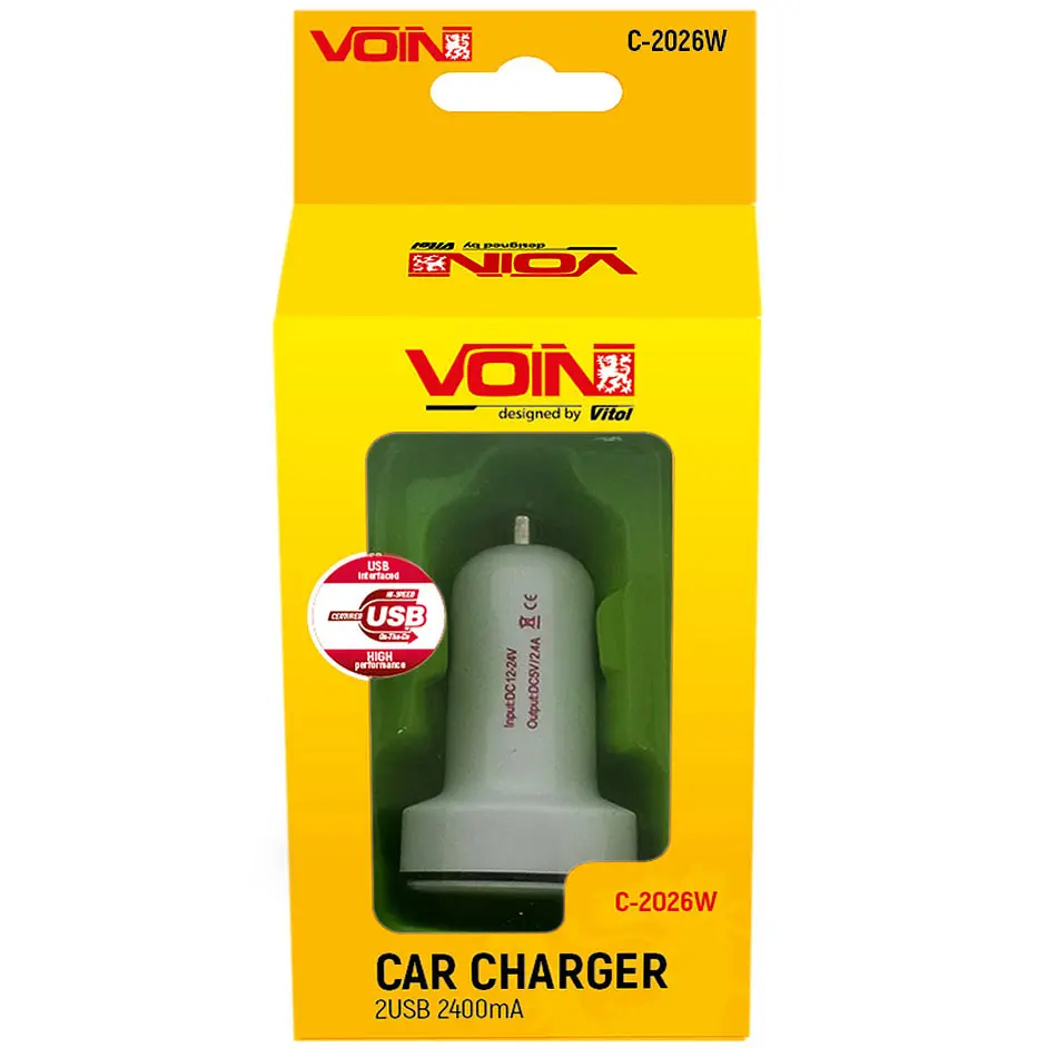 Автомобільний зарядний пристрій Voin 2USB 12/24V - 5V 2.4A (C-2026W) - фото 3