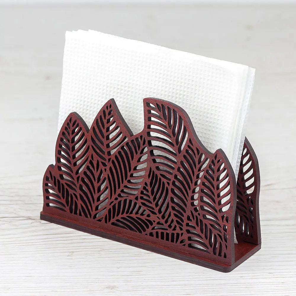 Дерев'яна серветниця VANZA LEAF stand S mahogany - фото 4