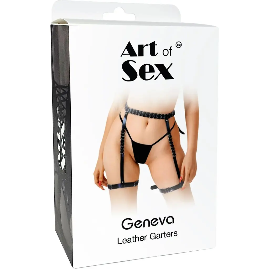 Гартери прикрашені кільцями Art of Sex - Geneva, Натуральна шкіра, Розмір XS-M - фото 5