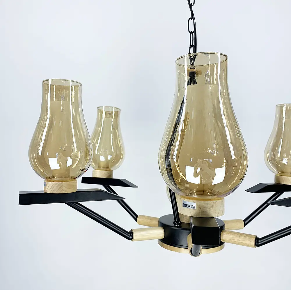 Подвесная люстра с деревянной фурнитурой Line.F ZL 467/6+1 - фото 2