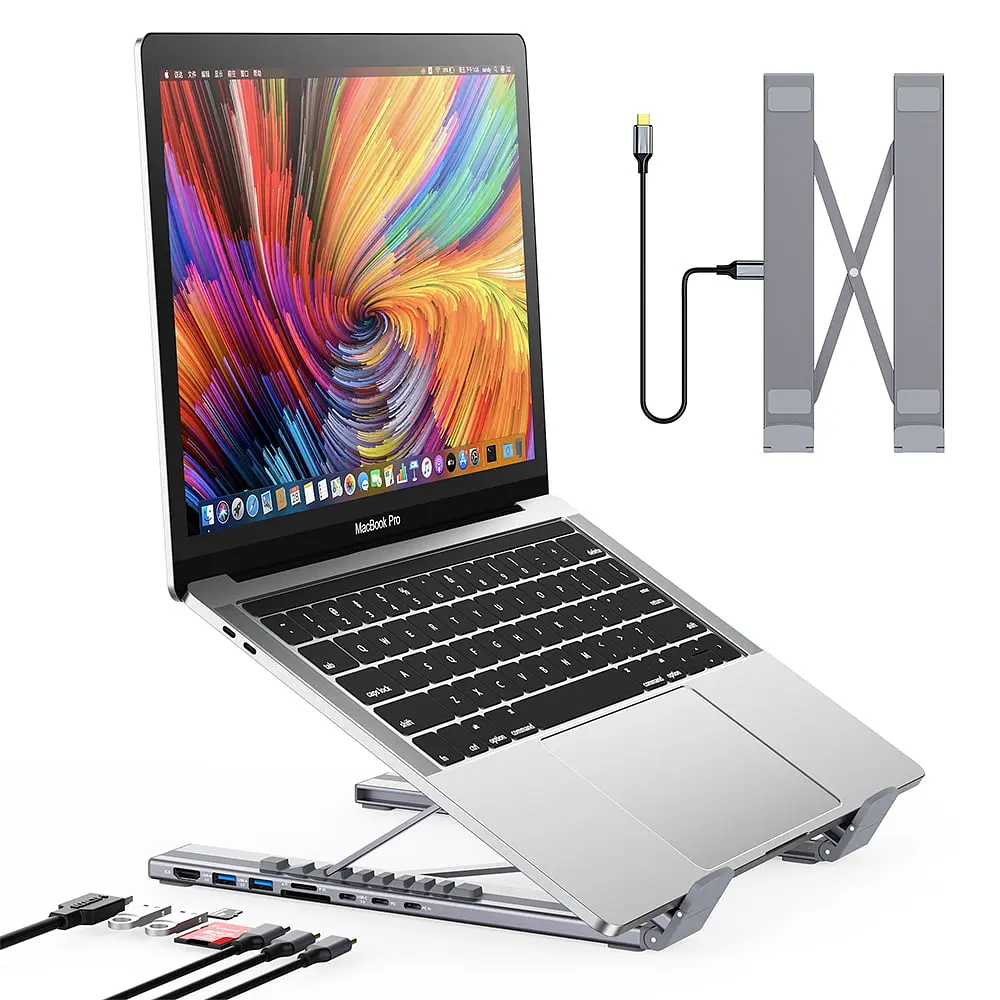 USB-C хаб-подставка 7-в-1 Choetech M57 HDMI 4K@30Hz, 2 USB 3.0, USB-C Data, USB-C PD 100W, SD-card, TF-card (43-00174) - фото 2
